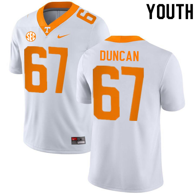 Youth #67 Trevor Duncan Tennessee Volunteers College Football Jerseys Stitched-White